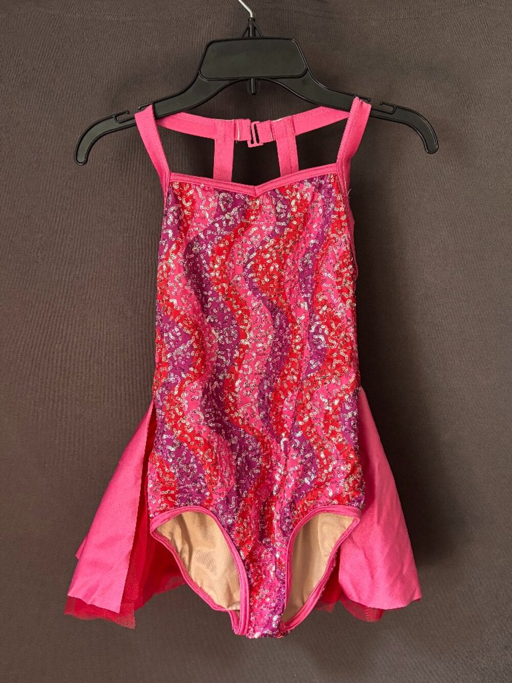 Weissman Glowin' Up Pink Sequin Swirl Bustle Leotard Dance Costume MC